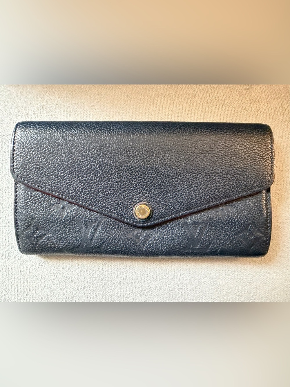 Authentic Louis Vuitton Bleu Infini Empreinte Sarah Wallet
